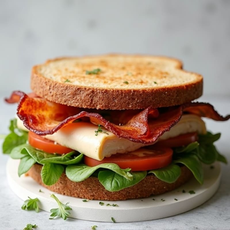 Lean Turkey and Crispy Bacon Sandwich with Fresh Greens