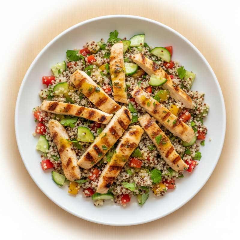 Grilled Chicken and Quinoa Salad with Crunchy Vegetables