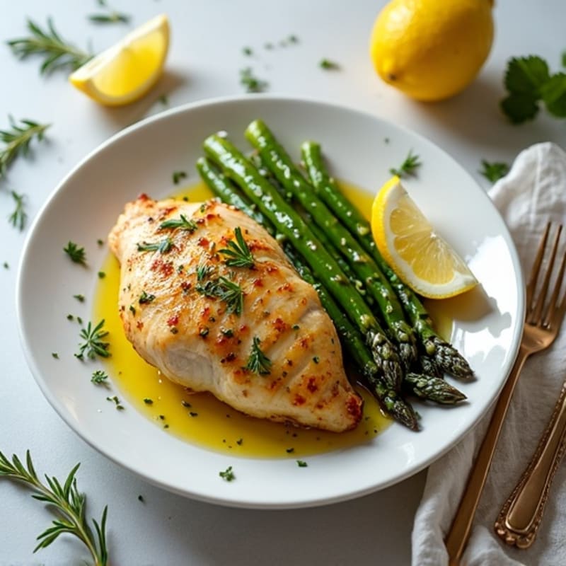 Lemon-Herb Roasted Chicken with Crispy Roasted Asparagus