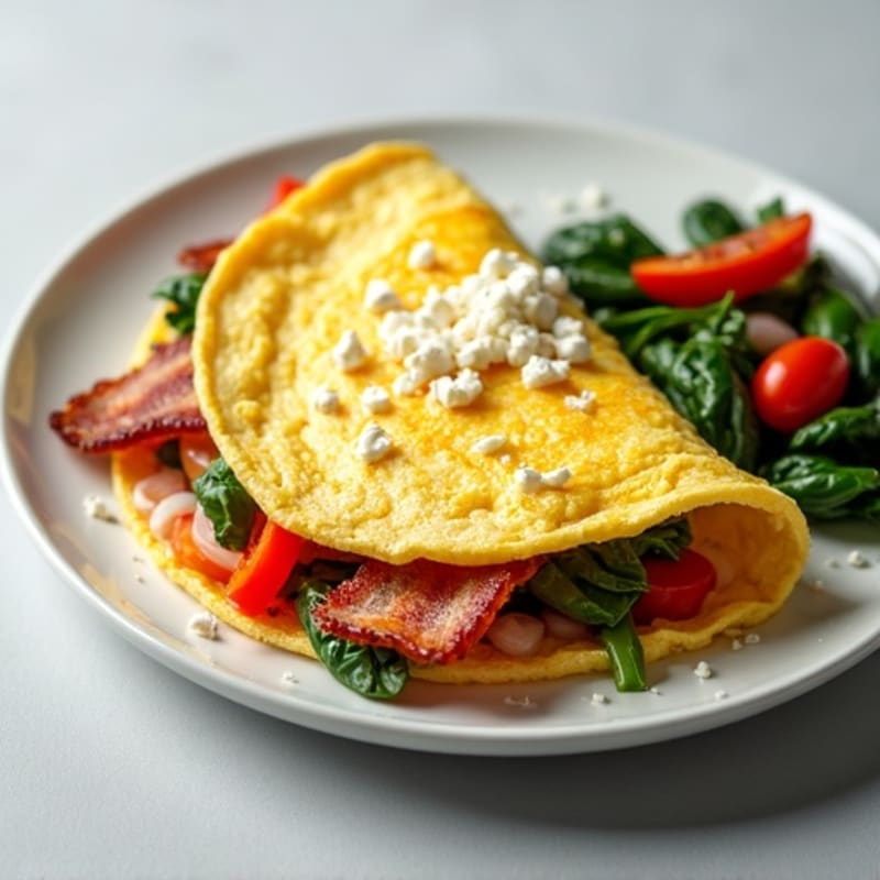 Egg White Vegetable Omelette with Turkey Bacon