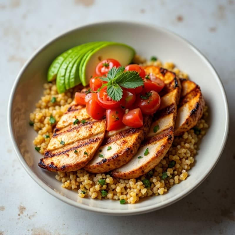 Grilled Chicken and Quinoa Burrito Bowl with Fresh Salsa