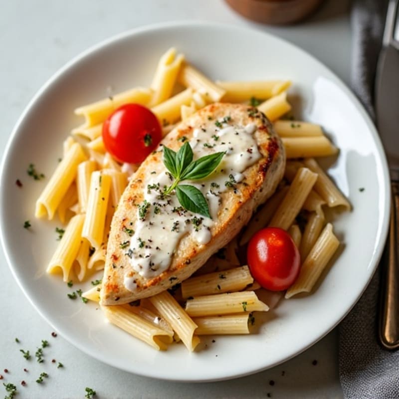 Creamy Italian Herb Slow-Cooked Chicken with Whole Grain Pasta