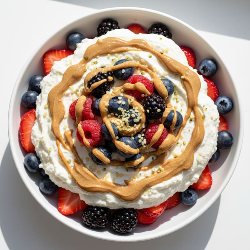Creamy Greek Yogurt Protein Parfait with Mixed Berries and Almond Butter