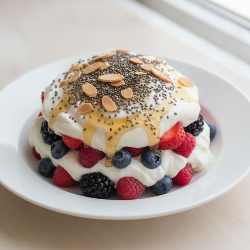 Greek Yogurt Parfait with Mixed Berries and Chia Seeds