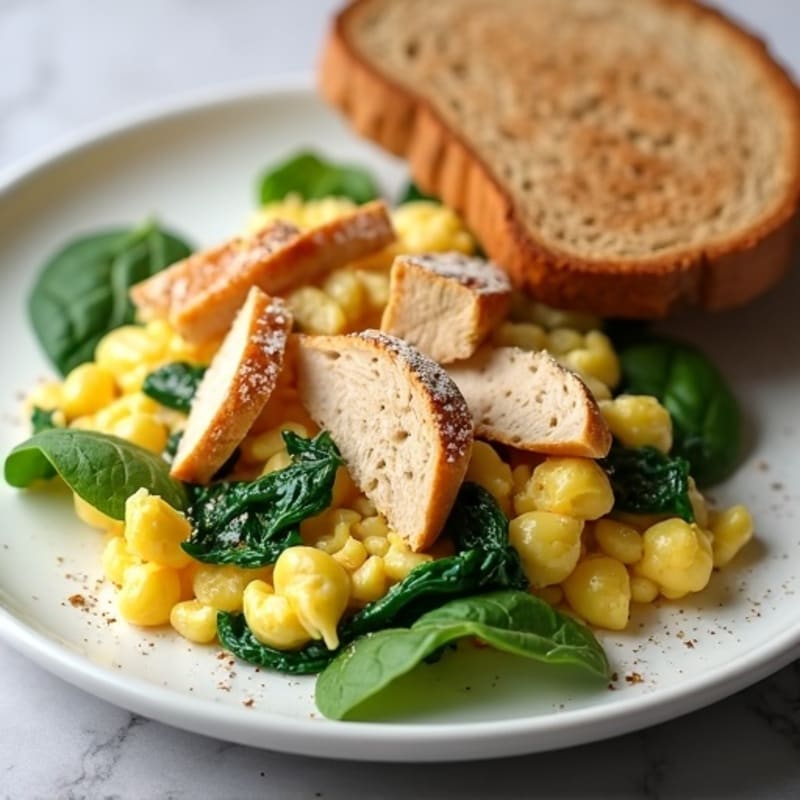 Egg White Scramble with Spinach and Grilled Chicken