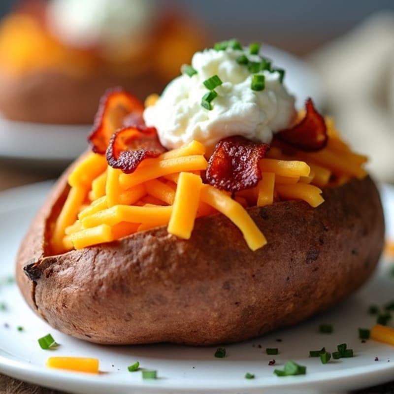 Loaded Baked Sweet Potatoes with Crispy Bacon and Creamy Cheese