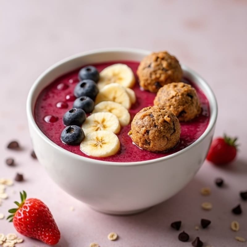 Creamy Protein Smoothie Bowl with Cookie Dough Bites