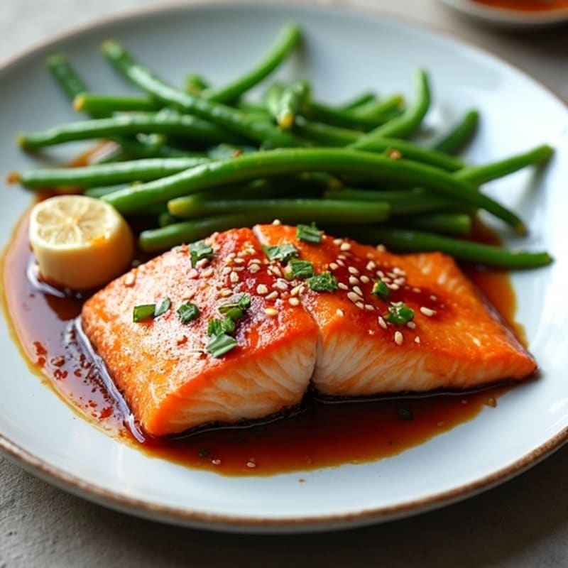 Crispy Teriyaki Salmon with Roasted Green Beans