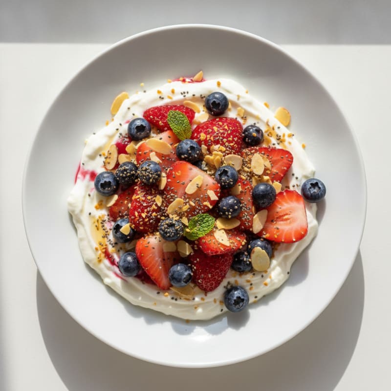 Greek Yogurt Protein Pudding with Fresh Berries