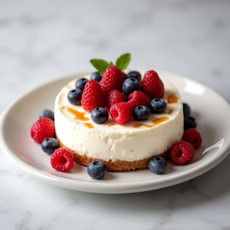Greek Yogurt Protein Cheesecake with Mixed Berries