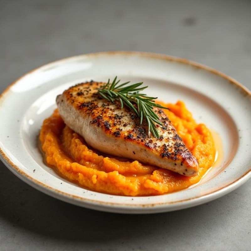 Herb-Roasted Chicken with Sweet Potato Mash