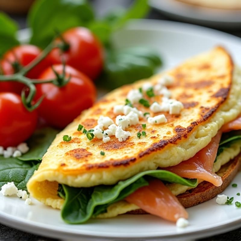 Egg White Spinach Omelette with Smoked Salmon