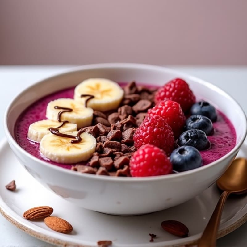 Dark Chocolate-Drizzled Berry Açaí Power Bowl