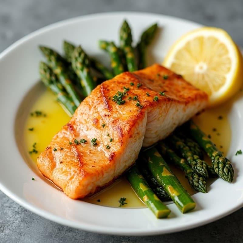 Crispy Pan-Seared Salmon with Roasted Asparagus