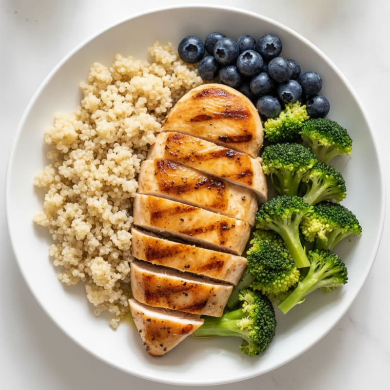 Grilled Chicken Breast with Quinoa and Steamed Broccoli