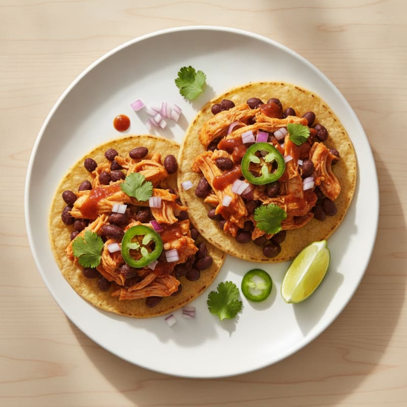 Spicy Chicken and Black Bean Tostadas