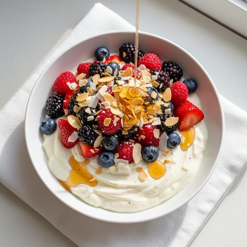 Creamy Skyr Parfait with Mixed Berries and Toasted Almonds