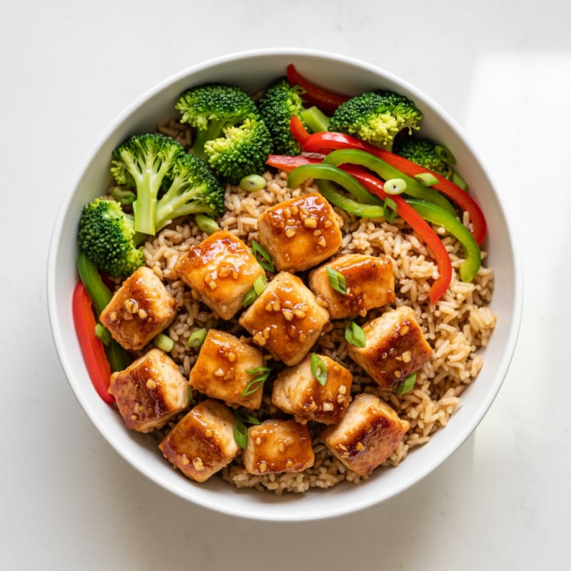Crispy Honey-Garlic Chicken Bowls