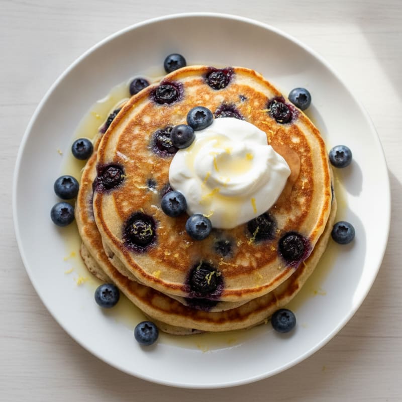 Blueberry Ricotta Pancakes with Lemon Zest