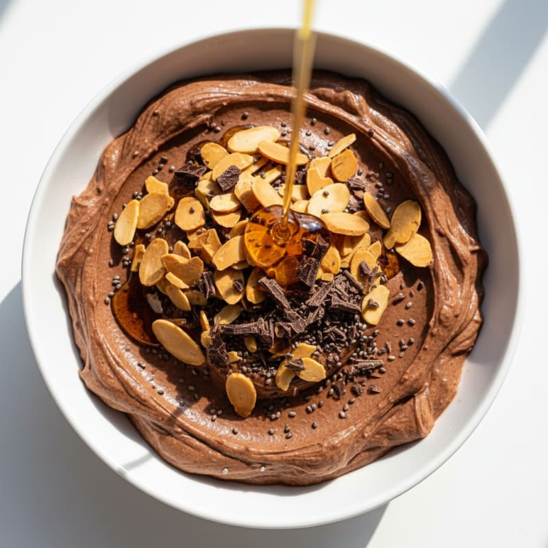 Silky Chocolate Protein Pudding with Greek Yogurt and Almonds