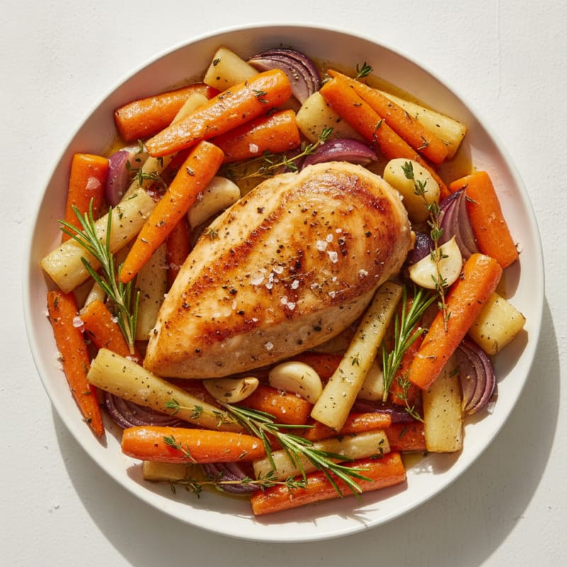 Garlic Herb Roasted Chicken with Root Vegetables