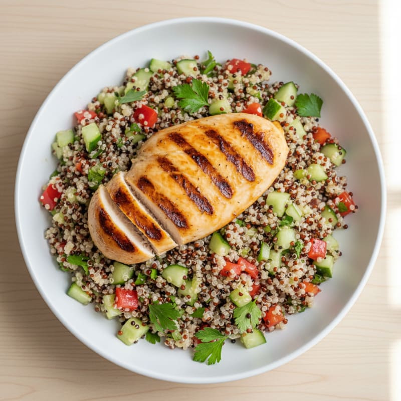 Grilled Chicken Breast with Crunchy Quinoa Salad