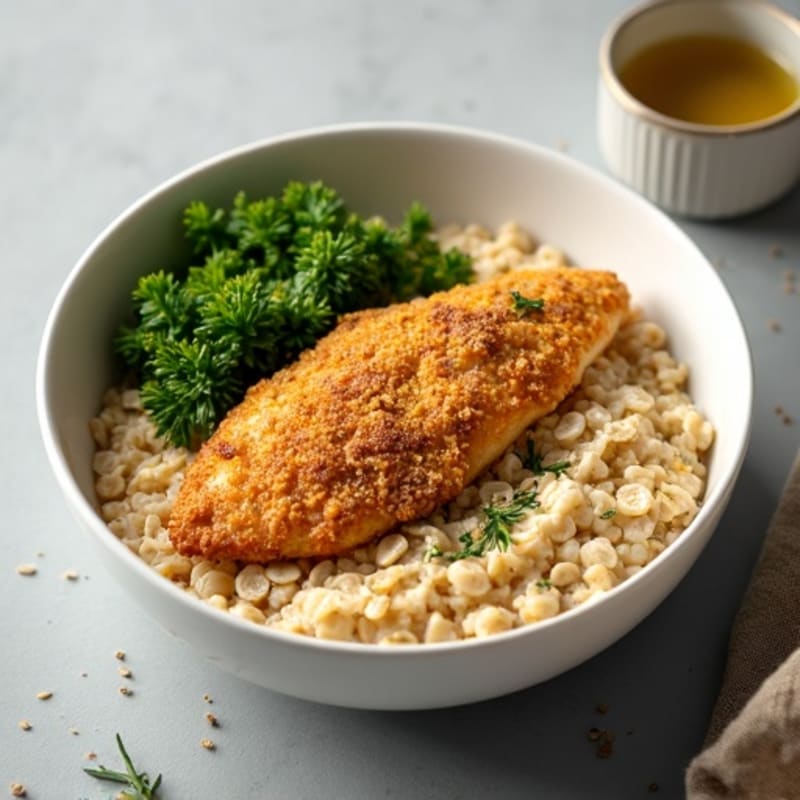 Crispy Herb-Crusted Chicken with Creamy Savory Oats