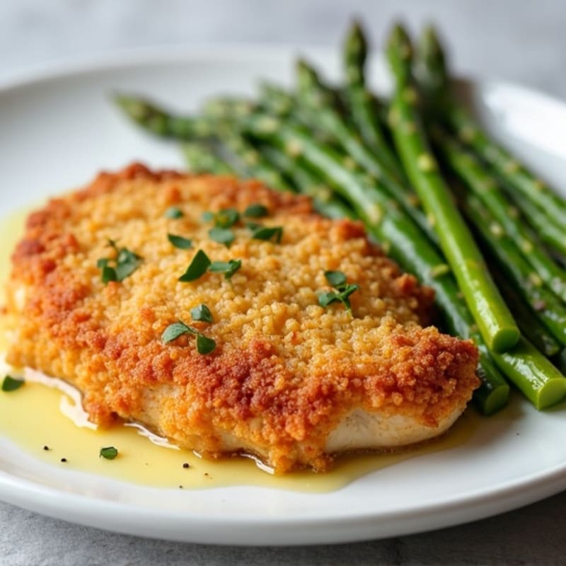 Crispy Baked Chicken Parmesan with Roasted Asparagus