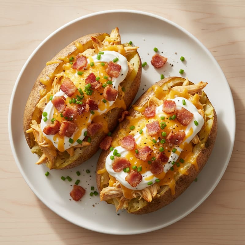 Loaded Baked Potatoes with Crispy Bacon
