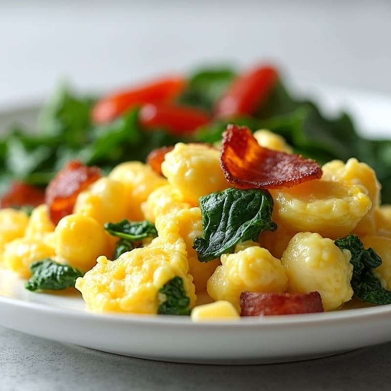 Cottage Cheese Scramble with Spinach and Turkey Bacon