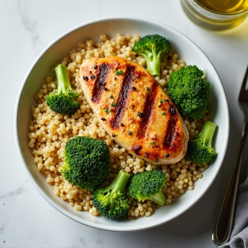 Grilled Chicken and Quinoa Power Bowl with Roasted Broccoli