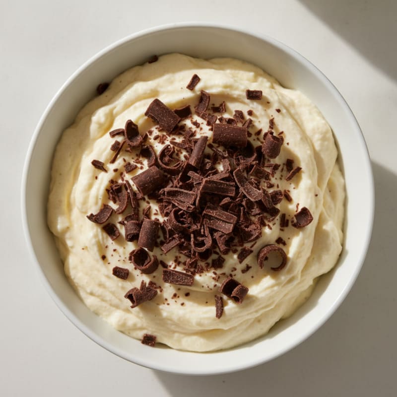 Greek Yoghurt Banana Mousse with Dark Chocolate Shavings