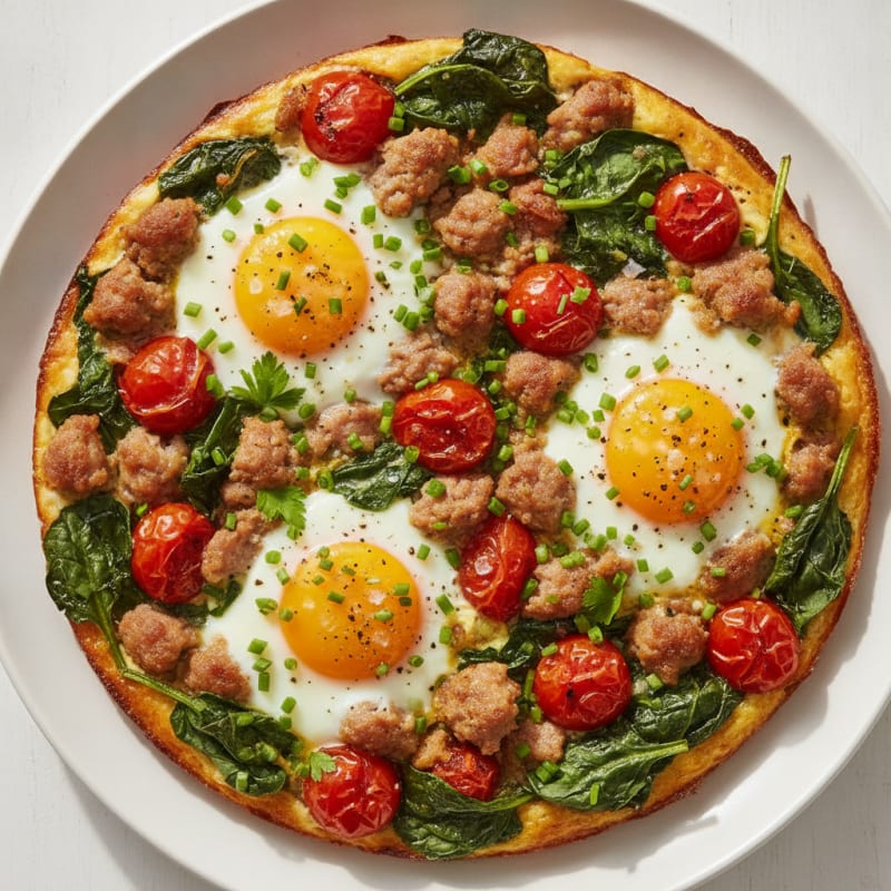 Baked Eggs with Sausage and Herbs