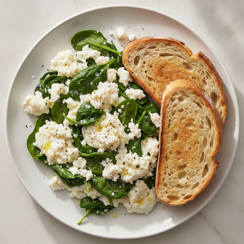 Spinach Egg White Scramble with Sourdough