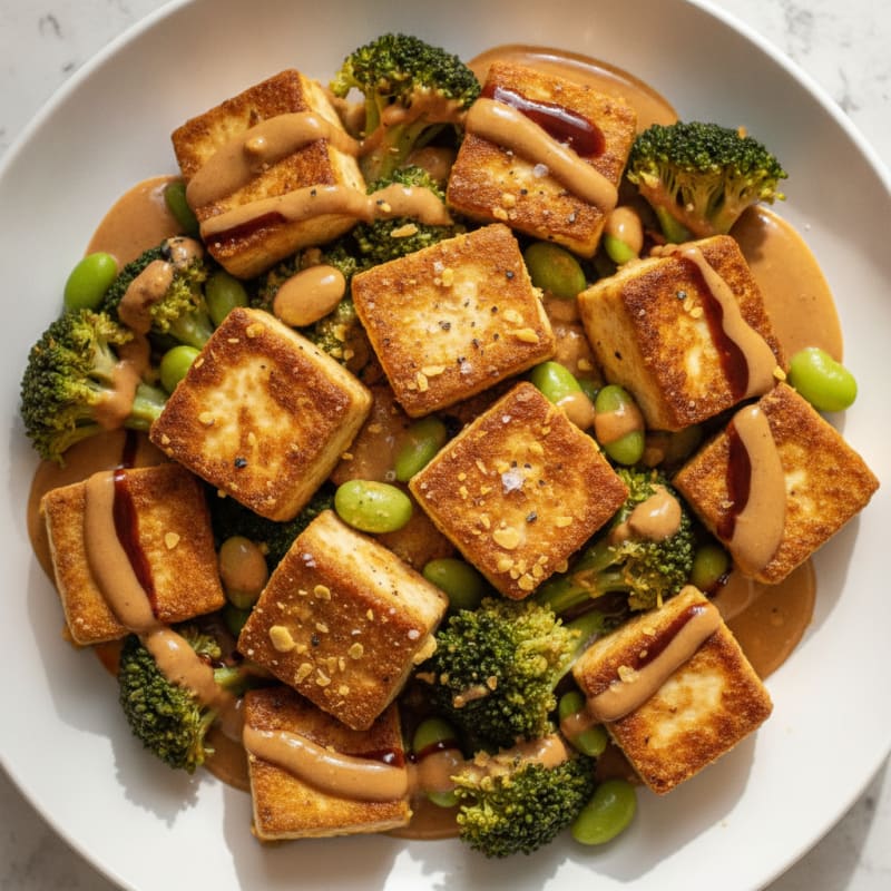 Pan-Seared Tofu with Peanut Sauce
