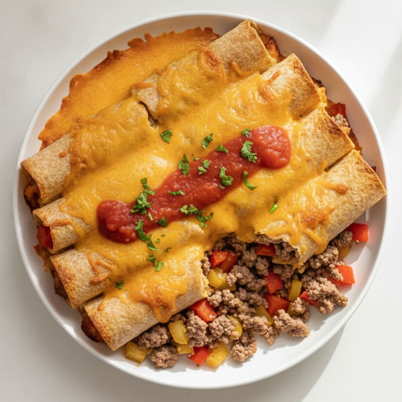Cheesy Ground Beef Tortilla Bake