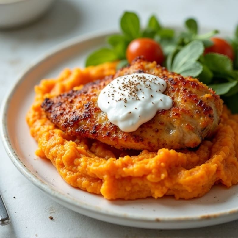 Crispy Oven-Baked Chicken with Creamy Sweet Potato Mash