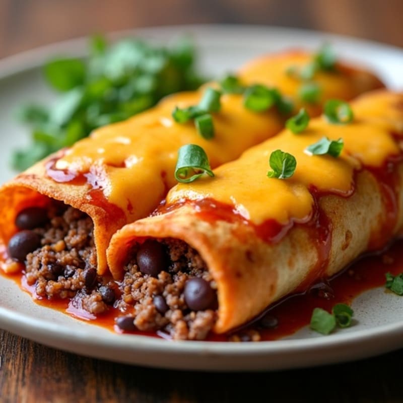 Lean Beef and Black Bean Enchiladas with Melted Cheese