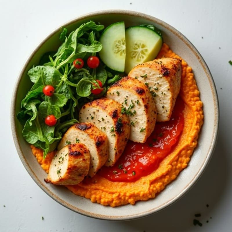 Creamy Roasted Red Pepper Hummus Bowl