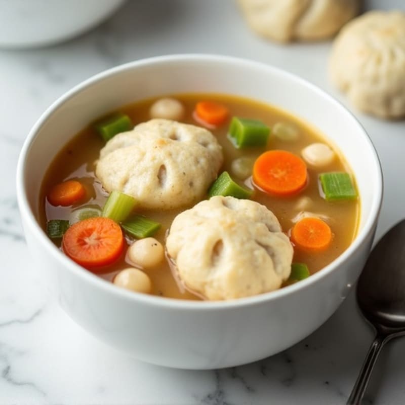 Creamy Chicken and Vegetable Soup with Fluffy Dumplings