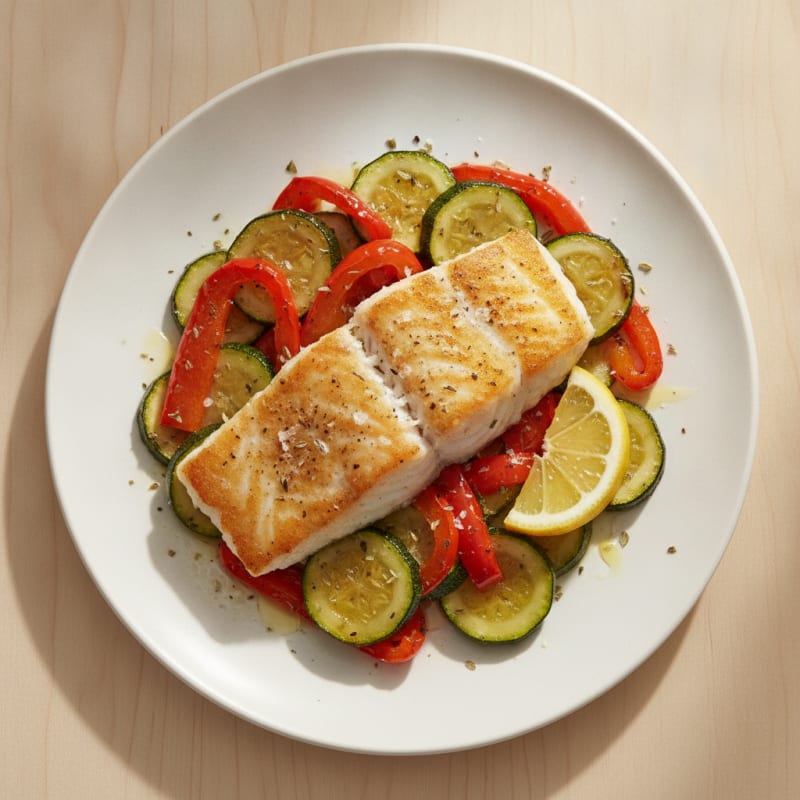 Seared Fish with Roasted Vegetables