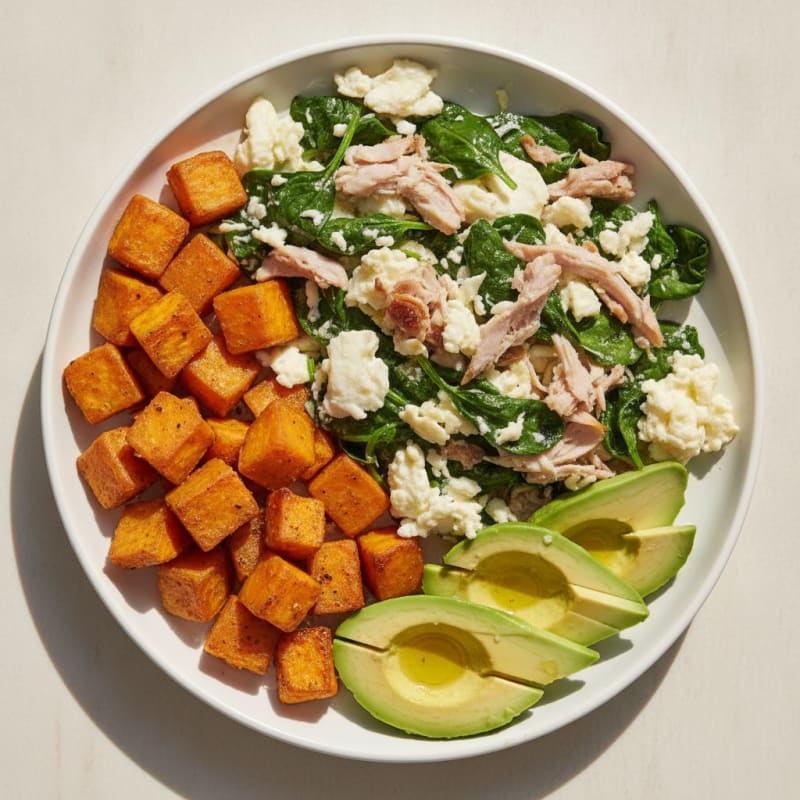 Scrambled Egg Whites with Spinach and Smoked Turkey