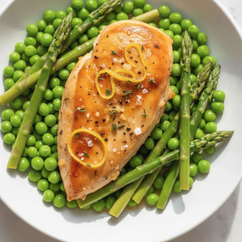 Lemon Herb Roasted Chicken with Peas