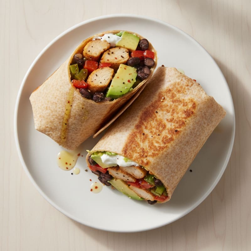 Spicy Hot Honey Chicken and Black Bean Burritos