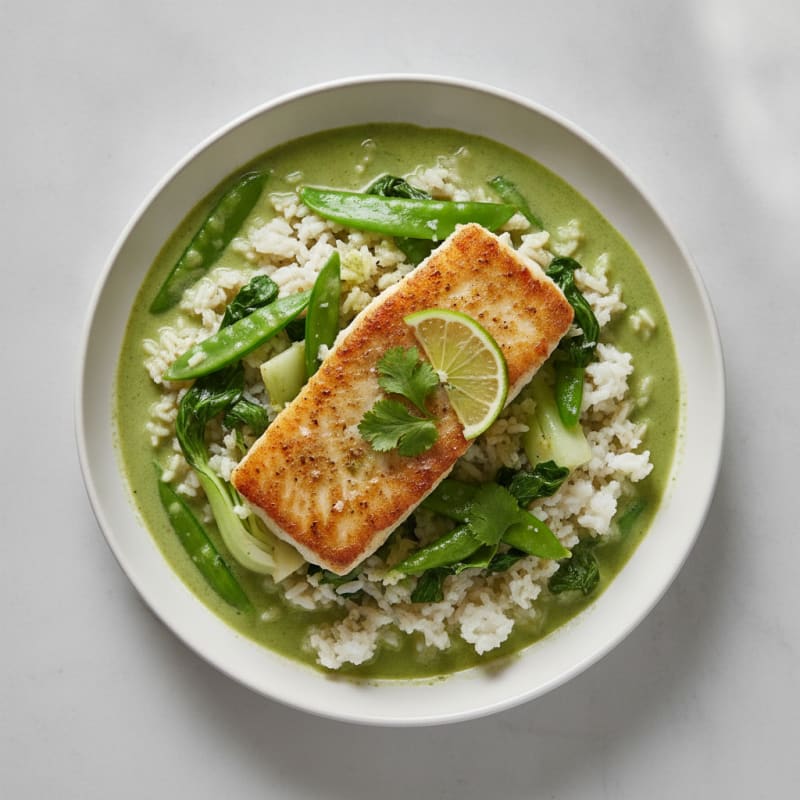 Green Curry Cod with Coconut Rice