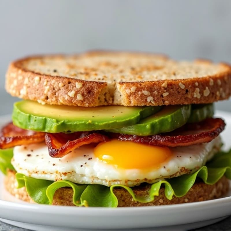 Creamy Avocado and Crispy Bacon Whole Grain Sandwich
