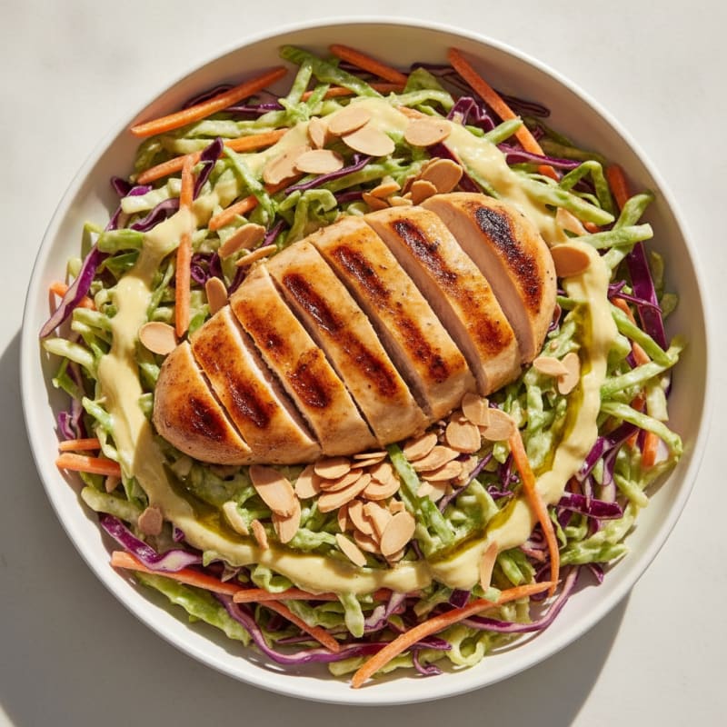 Grilled Chicken Breast with Crunchy Cabbage Slaw