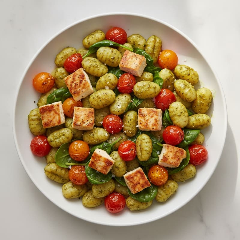 Pesto Gnocchi with Burst Tomatoes