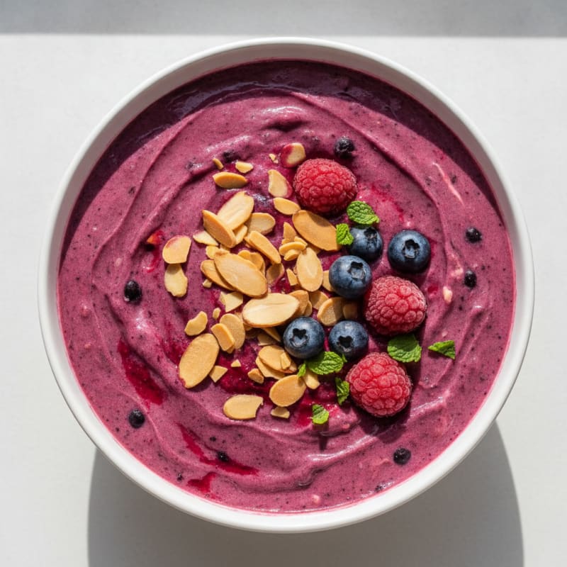 Berry Almond Protein Smoothie with Almond Milk