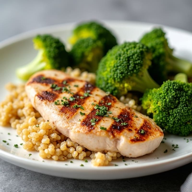 Grilled Turkey Breast with Quinoa and Roasted Broccoli